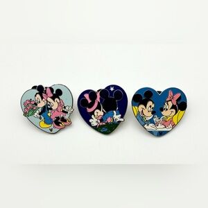 WDW DISNEY Hidden Mickey Sweetheart Hearts Pin Set 3 Minnie Mouse